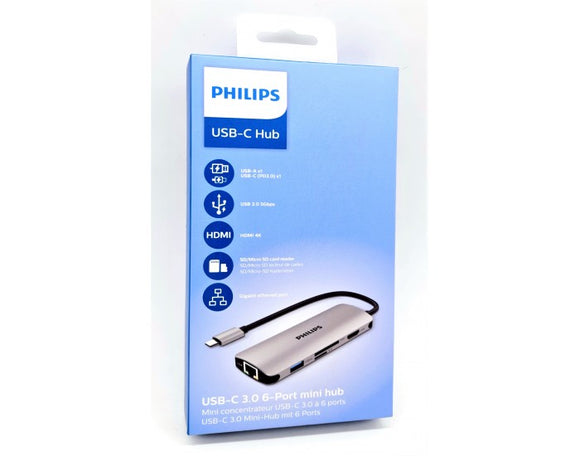 Philips Type C HUB Dock 6 In 1  (USB | HDMI | SD | TFT | TYPE C | LAN ) DLK5526CG