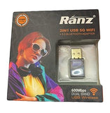 Ranz 2-in-1 USB WiFi Adapter 5G + Bluetooth 5.0 – 600 Mbps Dual Band Wireless Adapter for PC and Laptop   