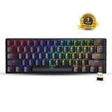 Zebronics Zeb-MAX NINJA 61 keys wireless mechanical keyboard with 3 Bluetooth connections, 2.4GHz Nano receiver, Type Black