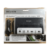 Belkin AC Anywhere-USB-200Wt Inverter for Car Laptop Charger with usb port