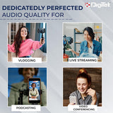 Digitek DWM-002 PRO Wireless Microphone for iPhone with Noise Cancellation, Collar Clip & Crystal-Clear Audio for Vlogs, YouTube, Interview & Live Streaming