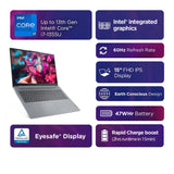 Lenovo IdeaPad Slim 3 Laptop 83ER00KSIN  12th Gen Intel Core i3 Processor/16GB RAM/512GB SSD/Win11/‎Intel HD Graphics Card/‎‎Microsoft Office Home 2024/Screen Inch 15.6/ Arctic Grey