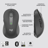 Logitech Signature M650 Wireless Mouse - for Small to Medium Sized Hands Customisable Side Buttons, Bluetooth - Black