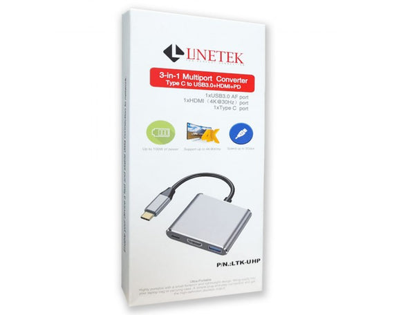 Linetek Type C Hub Dock 3 IN 1 (USB 3.0 | HDMI | TYPE C) LTK UHP  BROOT COMPUSOFT LLP JAIPUR 