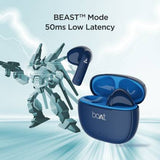 boAt Airdopes 100 with 50 Hours Playback, Quad Mics ENx Technology & Beast Mode Bluetooth Headset  Opal Black, In the Ear