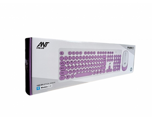 ANT VALUE KEYBOARD MOUSE COMBO WIRELESS   (FKBRI05) PINK | PURPLE WHITE