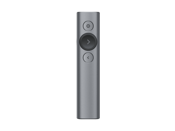 Logitech Spotlight Wirelss Presentation Remote (Advanced Digital Laser Pointer 30-Meter Operating Range Dual Connectivity 2.4 Ghz Bluetooth USB Receiver) - Grey