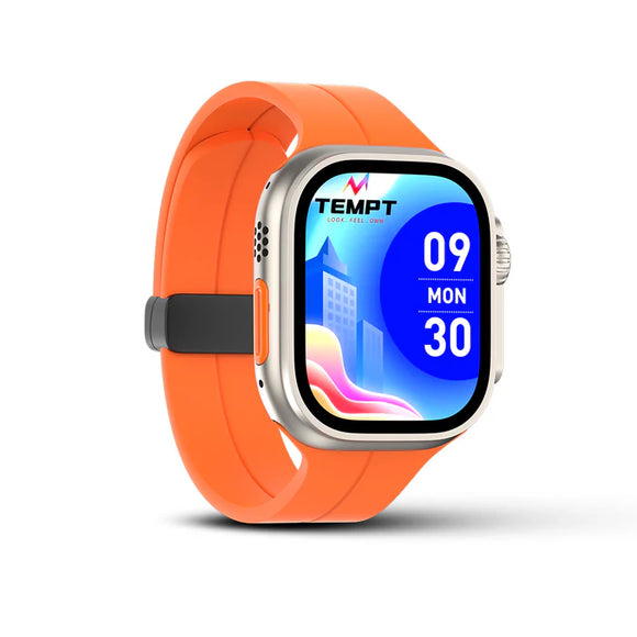 TEMPT Verge Pro X Bluetooth Calling Smart Watch, 2.04'' 600 Nits Always On Display Smartwatch  (Orange Strap, IP67, Upto 9 Days Battery, SpO2, Voice Assistance, Android & iOS Compatible