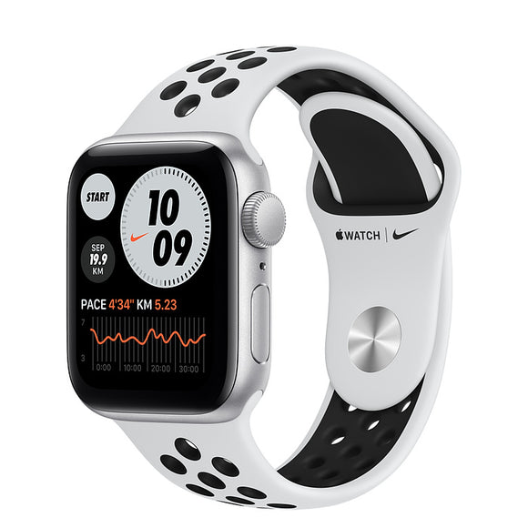 Apple Watch Nike SE GPS + Cellular, 40mm Silver Aluminium Case with Pure Platinum/Black Nike Sport Band - Regular     MYYW2HN/A