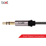 Boat AUX 500 Indestructible Male to Male Metallic Aux Audio Cable with Gold Plated connectors, 1.5 Meter Grey - BROOT COMPUSOFT LLP
