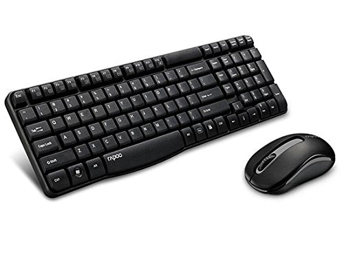 Rapoo X1800S Wireless Keyboard & Mouse Combo Optical 2.4G 108 Keys 1000 Dpi 10M Transmision Fn Keys Black
