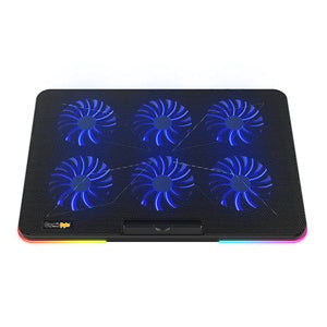 Cosmic Byte Hydroid RGB Cooling Pad with 6 Fans, 60mm Fan Size, Mobile Holder, 7 Levels Height Adjustment, Upto 15" Laptops Black