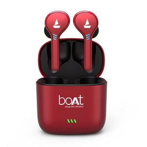 Boat Airdopes 443 In-Ear Truly Wireless Earbuds with Mic Bluetooth 5.0, Water Resistant, Red