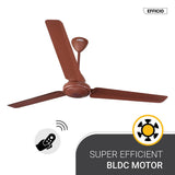 Atomberg Efficio Energy Saving 5 Star Rated 1400 mm 1400 mm BLDC Motor with Remote 3 Blade Ceiling Fan Matt brown