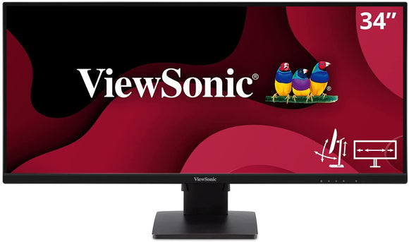 ViewSonic VA3456-MHDJ 34 Inch 21:9 UltraWide WQHD 1440p Monitor Frameless IPS with Ergonomics Design HDMI and DisplayPort Inputs for Home and Office