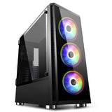 Ant Esports ICE-400TG Mid Tower Gaming Cabinet Computer case Supports ATX, Micro-ATX, Mini-ITX MB with Tempered Glass Front & Tempered Swing Door Left Side Panel, 3 RGB Ring Fan