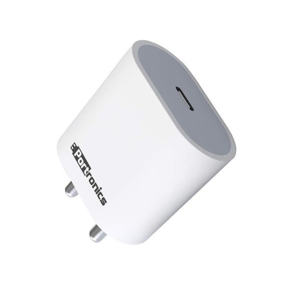 Portronics Adapto 20 Type C 20W Fast PD/Type C Adapter Charger with Fast Charging for iPhone 12/12 Pro/12 Mini/12 Pro Max/11/XS/XR/X/8/Plus, iPad Pro Air Mini, Galaxy 10 9 8 Adapter Only White