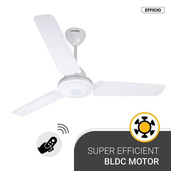 Atomberg Efficio Energy Saving 5 Star Rated 1050 mm 1050 mm BLDC Motor with Remote 3 Blade Ceiling Fan  White