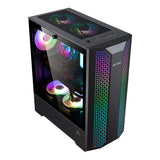 Ant Esports ICE-280TG Mid Tower Computer Case I Gaming Cabinet Supports ATX, Micro-ATX, Motherboard with Transparent Side Panel 1 x 120 mm Rear Fan Preinstalled - Black