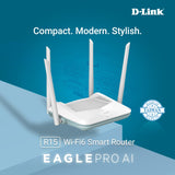 D-Link R15 AX1500 Eagle PRO AI Dual-Band Smart Router, Wi-Fi 6, 4 Gigabit Ports, 4 External Antennae, Voice Control, Parental Control 1500 megabits_per_Second