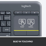Logitech K400 Plus Wireless Touch TV Keyboard with Easy Media Control Black