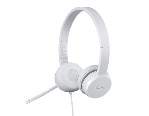 Lenovo 110 Wired On Ear Headphones with Mic White    GXD1B67867