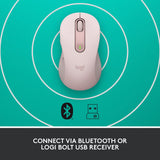 Logitech Signature M650 Wireless Mouse - for Small to Medium Sized Hands Customisable Side Buttons, Bluetooth, Multi-Device Compatibility  Rose
