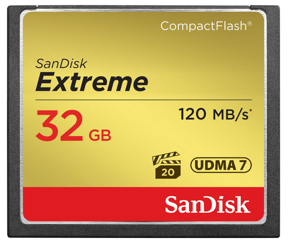SanDisk Extreme 32GB CompactFlash Memory Card UDMA 7 Speed Up To 120MB/s