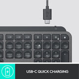 Logitech MX Keys Advanced Illuminated Wireless Keyboard, Bluetooth, Tactile Responsive Typing, Backlit Keys, USB-C, PC/Mac/Laptop, Windows/Linux/iOS/Android - Graphite Black