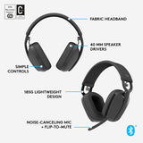 Logitech Zone Vibe 100 Lightweight Wireless Over-Ear Headphones with Noise-Cancelling