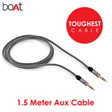 Boat AUX 500 Indestructible Male to Male Metallic Aux Audio Cable with Gold Plated connectors, 1.5 Meter Grey - BROOT COMPUSOFT LLP