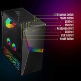 Zebronic Zeb Viking Cabinet  Gaming Chassis with Tempered Glass Side Panel, Multicolor Cooling Fans
