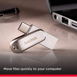 SanDisk Ultra Dual Drive Luxe USB Type C Flash Drive Silver, 128 GB, SDDDC4