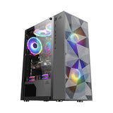Ant Esports ICE-310MT Mid-Tower ATX Computer Case I Gaming Cabinet – Black Support ATX/Micro-ATX/ITX Motherboard with 2 x 180 mm Rainbow Front Fans and 1 x 120 mm Rear Fan Pre-Installed