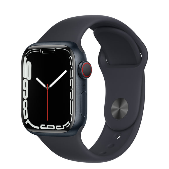 Apple Watch Series 7 Smart Watch GPS+Cellular, 41mm Mindfulness App, MKHQ3HN/A, Midnight, Sport Band