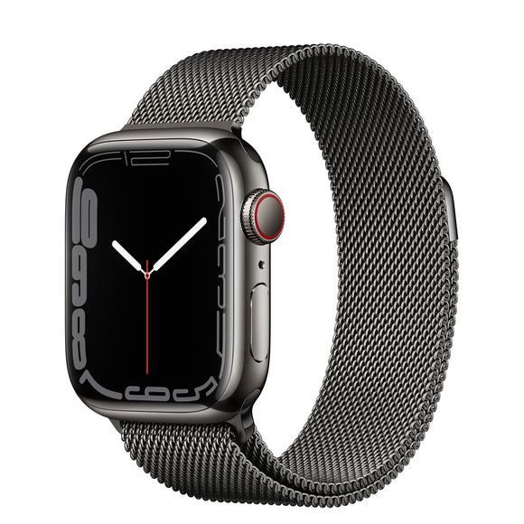 Apple Watch Series 7 GPS + Cellular, 41mm Graphite Stainless Steel Case with Graphite Milanese Loop  MKJ23HN/A