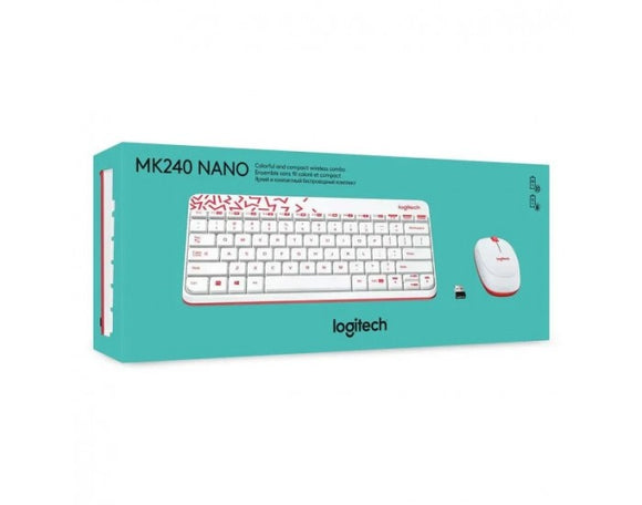 Logitech MK240 Nano Wireless Keyboard and Mouse Combo,PC Mac-White Vivid Red  BROOT COMPUSOFT LLP JAIPUR 