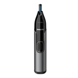 Philips Nose Trimmer Nt3650 Cordless Nose, Ear & Eyebrow Trimmer with Protective Guard System, Fully Washable, Including AA Battery, 2 Eyebrow Combs, Pouch Gray