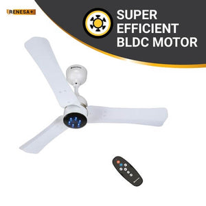 Atomberg Renesa+ 900 mm BLDC Motor with Remote 3 Blade Ceiling Fan  Pearl White,