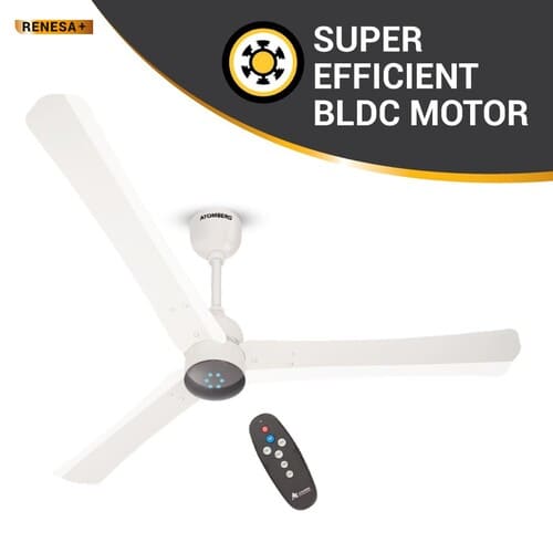 Atomberg Renesa+ 1200 mm BLDC Motor with Remote 3 Blade Ceiling Fan Pearl White