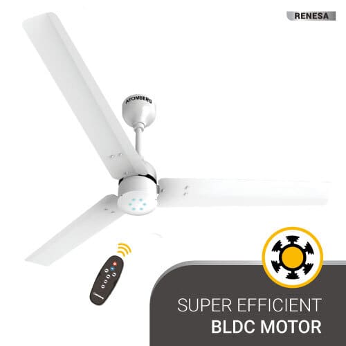 Atomberg Renesa 900 mm BLDC Motor with Remote 3 Blade Ceiling Fan White,