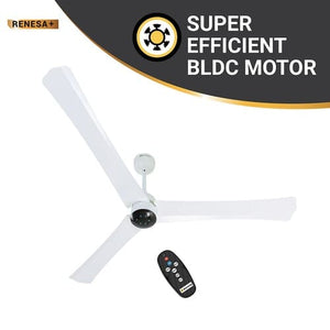 Atomberg Renesa+ 1400 mm BLDC Motor with Remote 3 Blade Ceiling Fan Pearl White