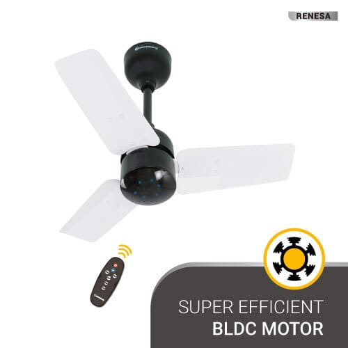 Atomberg Renesa 600 mm BLDC Motor with Remote 3 Blade Ceiling Fan White and Black
