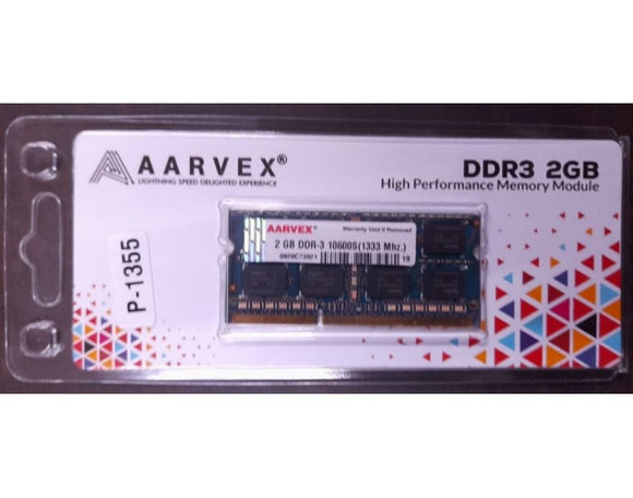 Aarvex Laptop Ram 2GB DDR3  1333 MHz   P-1355