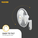 Atomberg Efficio+ Energy Efficient 400 mm 3 Blade Wall-Mounted Fan with Remote Control White