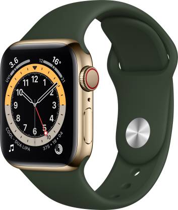 Apple Smart Watch M06V3HN/A   Series 6 GPS + Cellular 40 mm Gold Stainless Steel Case with Cyprus Green Sport Band