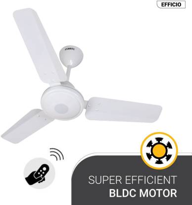Atomberg Efficio Energy Saving 5 Star Rated 900 mm 900 mm BLDC Motor with Remote 3 Blade Ceiling Fan  White,