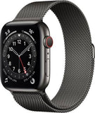Apple Watch Series 6 GPS + Cellular 44 mm Graphite Stainless Steel Case with Graphite Milanese Loop  Grey Strap, Regular 	      M09J3HN/A