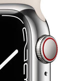 Apple Watch Series 7 GPS + Cellular, 41mm Silver Stainless Steel Case with Starlight Sport Band - Regular   MKHW3HN/A