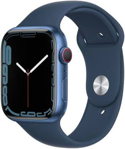 Apple Watch Series 7 GPS + Cellular, 45mm Blue Aluminium Case with Abyss Blue Sport Band - Regular   MKJT3HN/A